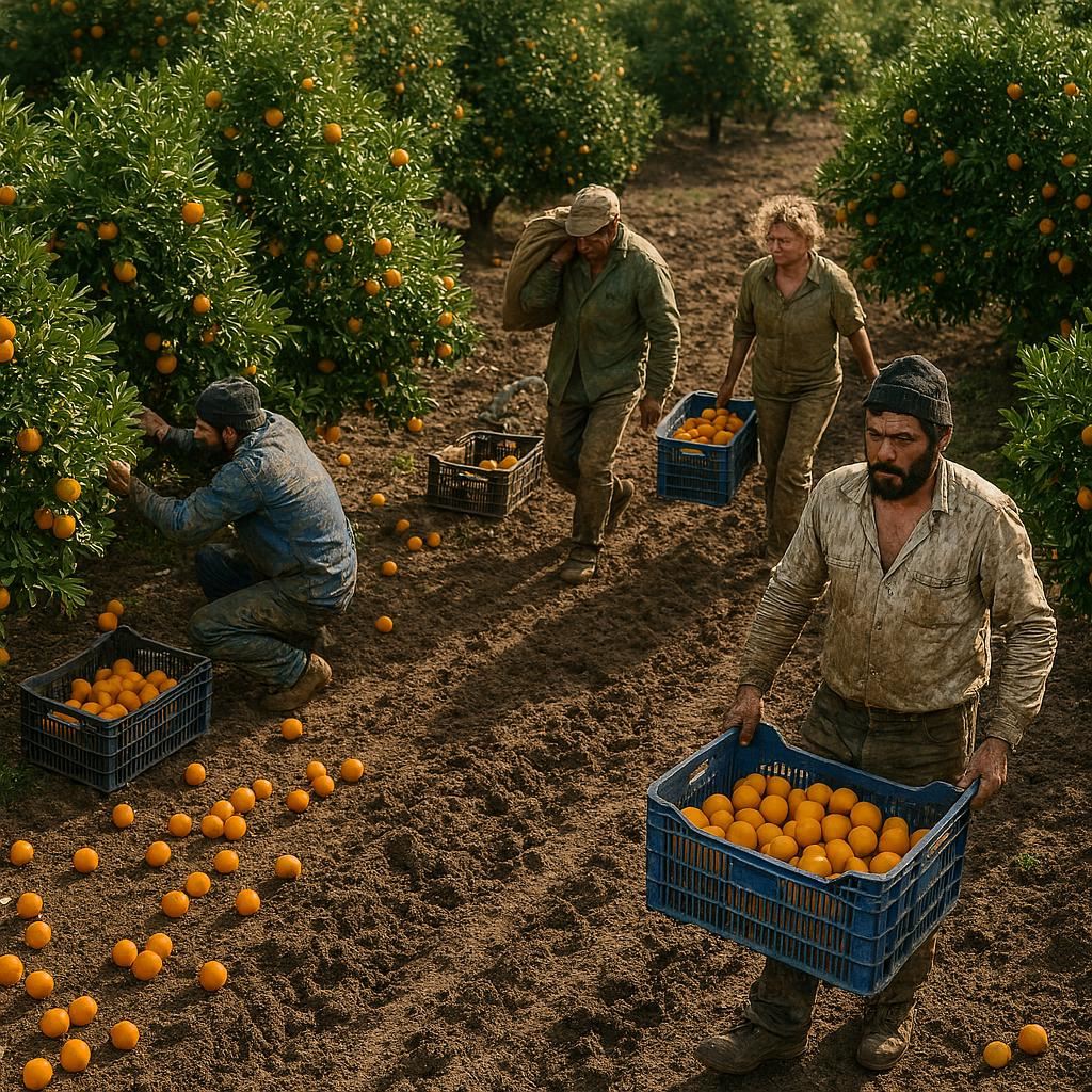 erntehelfer orangen argos griechenland